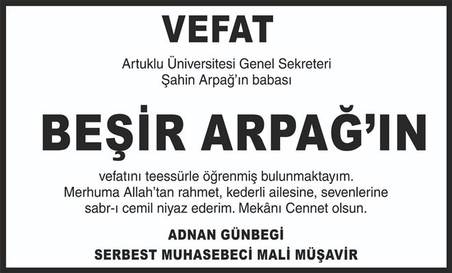 ADNAN GÜNBEGİ´DEN BAŞSAĞLIĞI