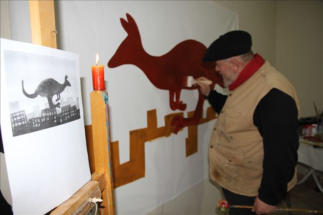 Kızıltepeli ressam Avustralya´daki yangını tuvaline işledi