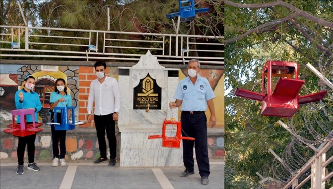 Kızıltepe Belediyesinden kuşlara, atıktan yemlik 