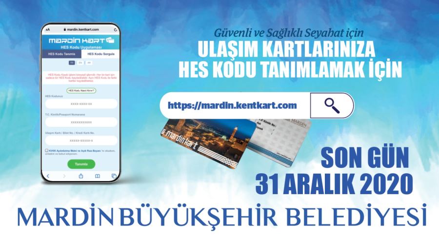 Kent Kartlarına HES Kodu Tanımlanması 31 Aralık Perşembe’ye uzatıldı