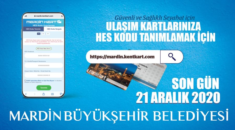 Kent Kartlarına HES Kodu Tanımlanması 21 Aralık Pazartesi’ye uzatıldı