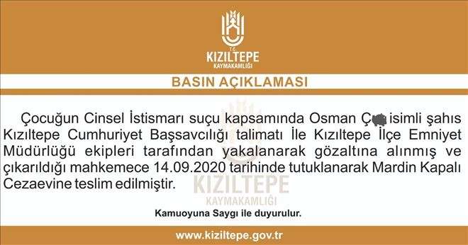 Kızıltepe´de yeğenine cinsel istismarda bulunduğu iddia edilen Osman Ç. tutuklandı